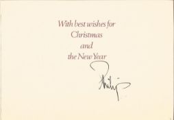 Prince Philip signed Christmas Card. Good Condition. All autographed items are genuine hand signed
