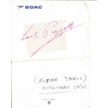 Lester Piggott signature on BOAC notepaper. Good Condition. All autographed items are genuine hand