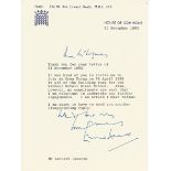 Edward Heath TLS dated 30/11/82. Good Condition. All autographed items are genuine hand signed and