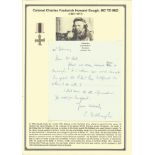 Colonel Charles Frederick Howard Gough, MC, TD MiD signed handwritten letter. Set with corner mounts