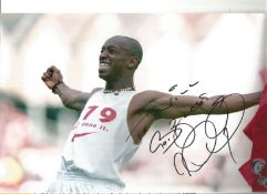 Ian Wright Arsenal Signed 12 x 8 inch football photo. Good Condition. All autographed items are