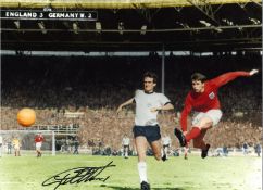 Geoff Hurst 66 England Signed 16 x 12 inch football colour photo. Good Condition. All autographed