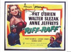 Anne Jeffreys signed 11x8 colour promo photo for the 1947 movie Riff Raff. Anne Jeffreys ,born Annie