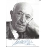 Simon Wiesenthal signed 6 x 4 inch b w photo. Good Condition. All autographed items are genuine hand