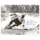 Tom Finney signed 10 x 8 inch b w splash photo. Good Condition. All autographed items are genuine