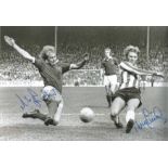 SHEFF UNITED v LEICESTER 1975, football autographed 12 x 8 photo, a superb image depicting Sheffield