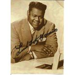 Fats Domino signed 6 x 4 inch b w photo. Good Condition. All autographed items are genuine hand