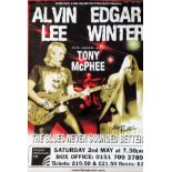 Alvin Lee & Edgar Winter Rock & Blues Legends Signed 20x28 Poster. Good Condition. All autographed