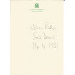 William Rodgers politician signed A4 House of Commons letter head. Good Condition. All autographed