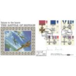 WW2 ace Dennis David signed Benham 1990 Gallantry FDC comm, 50th ann Battle of Britain. Good