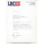 Brian Hayes TLS dated 22nd July 1981 on LBC News Radio headed paper replying to an invitation to a