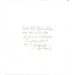 Roger Bannister hand written note on white card. Good Condition. All autographed items are genuine