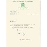 Dr Rhodes Boyson MP TLS on House of Commons headed paper dated 9th Sept 1983. Sir Rhodes Boyson (
