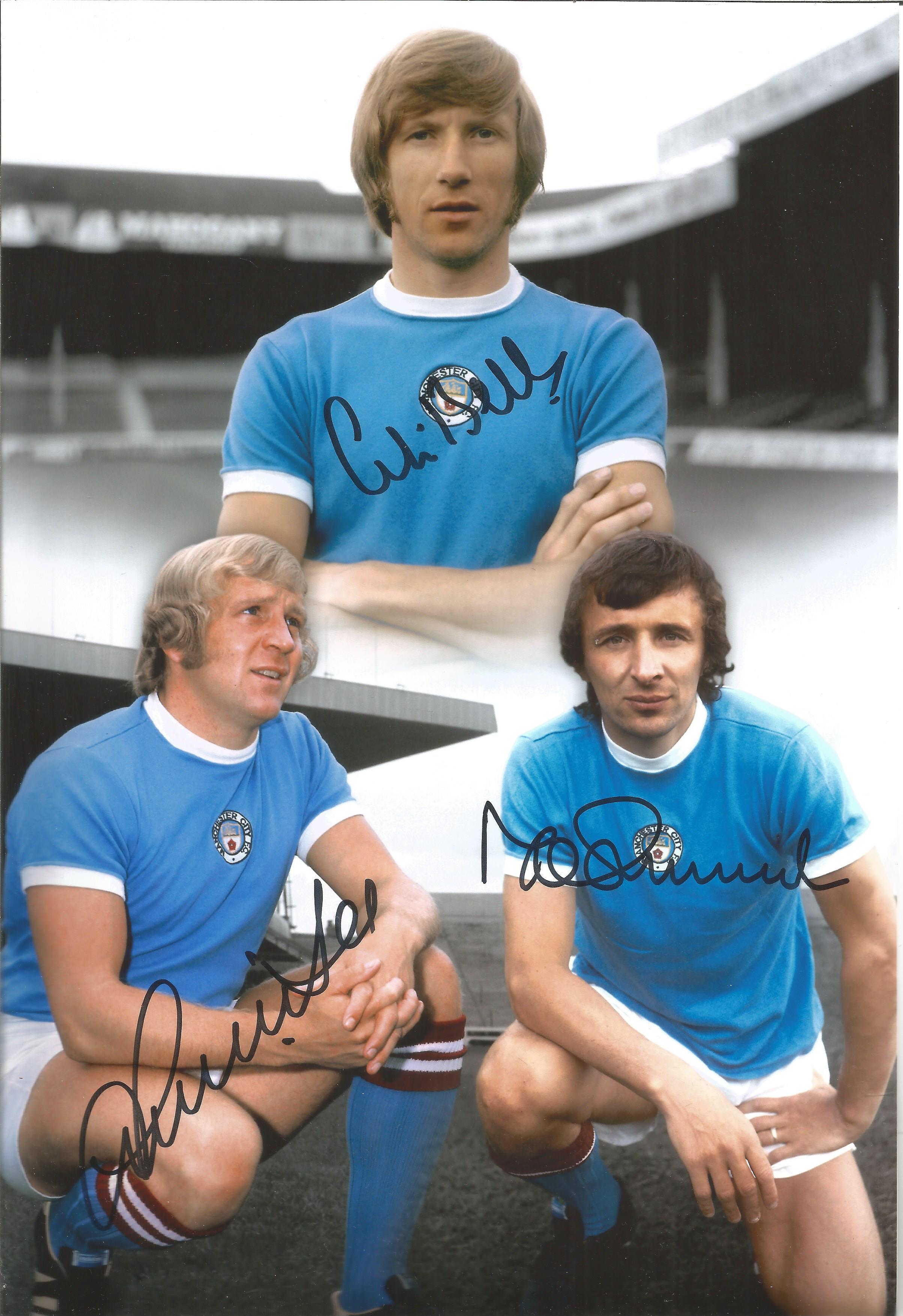 MAN CITY 1972, football autographed 12 x 8 photo, depicting a montage of images relating to