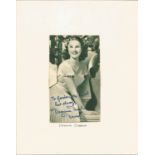 Dianna Durbin signed vintage 6 x 4 inch b w photo to Gordon. Good Condition. All autographed items