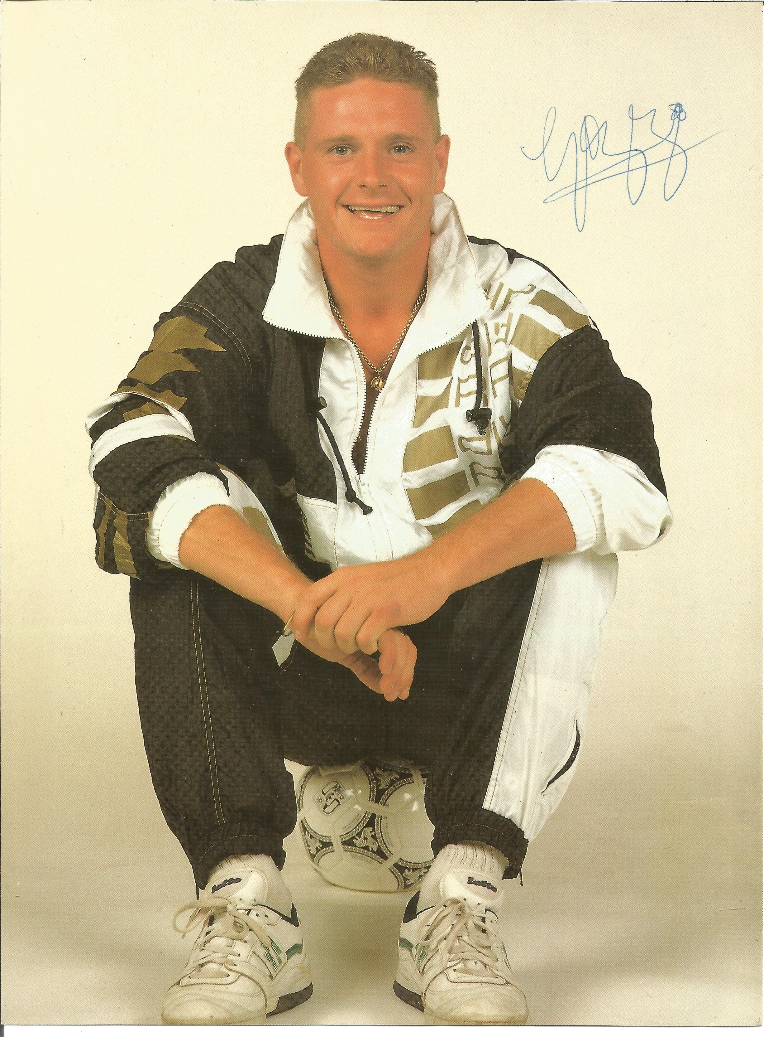 Paul Gascoigne football signed 12 x 8 inch colour photo signed Gazza. Good Condition. All