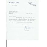 Ron Greenwood TLS dated 3rd Dec 1982 replying to an invitation to a forum. Ronald Greenwood CBE (