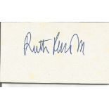 Ruth Rendell small signature piece. Author. Good Condition. All autographed items are genuine hand