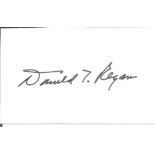 Donald Regan 1918 politician signed 3 x 2 inch card. Good Condition. All autographed items are