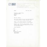 Brian Moore TLS dated 30th July 1980 on World of Sport headed paper replying to forum invitation.