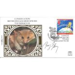 David Bellamy signed Conservation British Endangered Species - the dormouse Benham small silk cover.