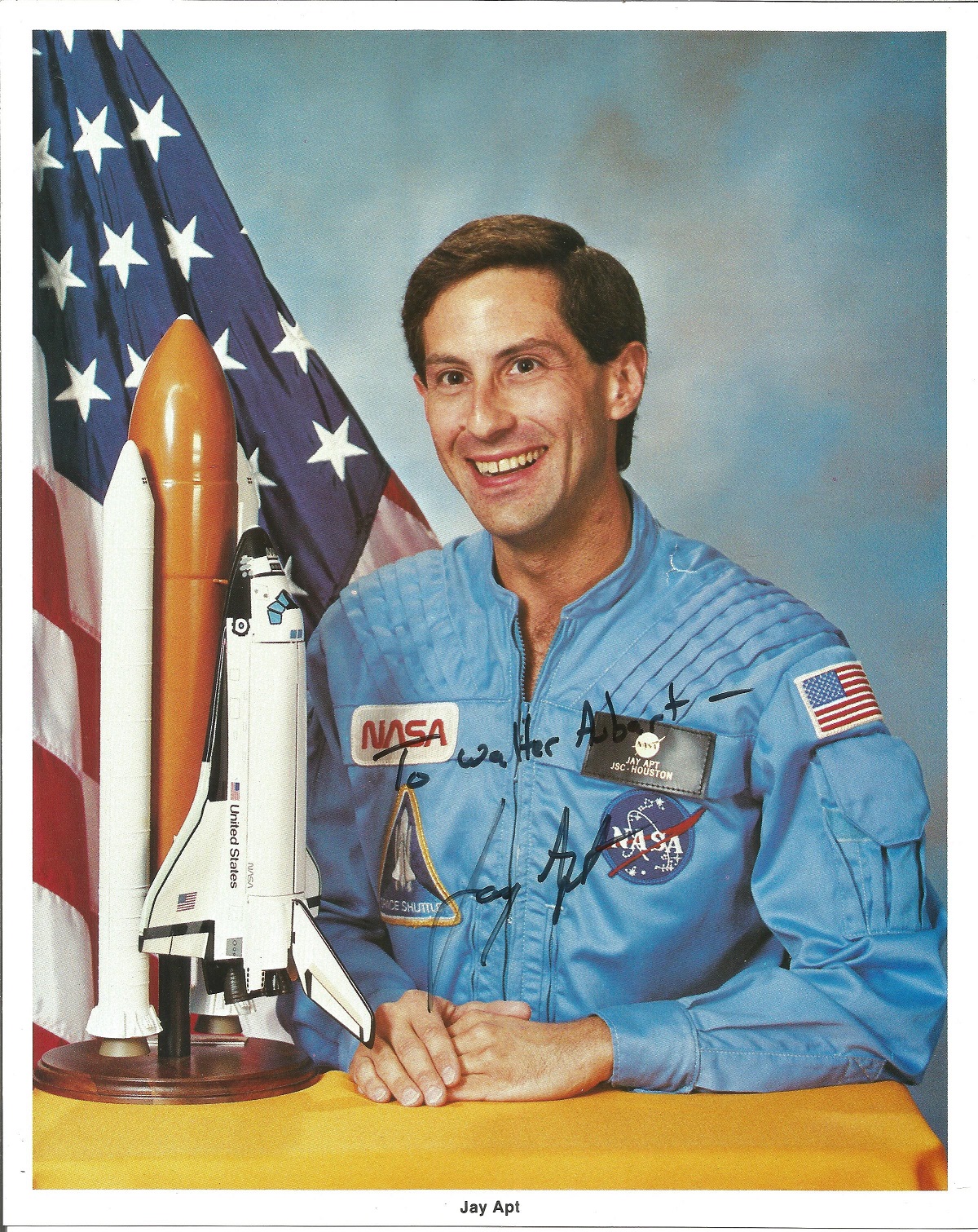 Astronaut Jay Apt signed 10 x 8 inch colour portrait photo to Walter. Good Condition. All