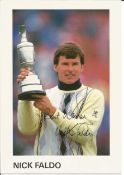 Golf Nick Faldo signed 7 x 5 inch colour photo with Open Trophy. Good Condition. All autographed