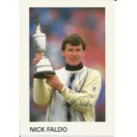 Golf Nick Faldo signed 7 x 5 inch colour photo with Open Trophy. Good Condition. All autographed