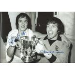 WOLVES 1974, football autographed 12 x 8 photo, a superb image depicting goalscorers KENNY HIBBITT