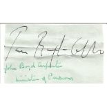 Lord Boyd Carpenter politician signed 3 x 2 inch green signature piece. Good Condition. All