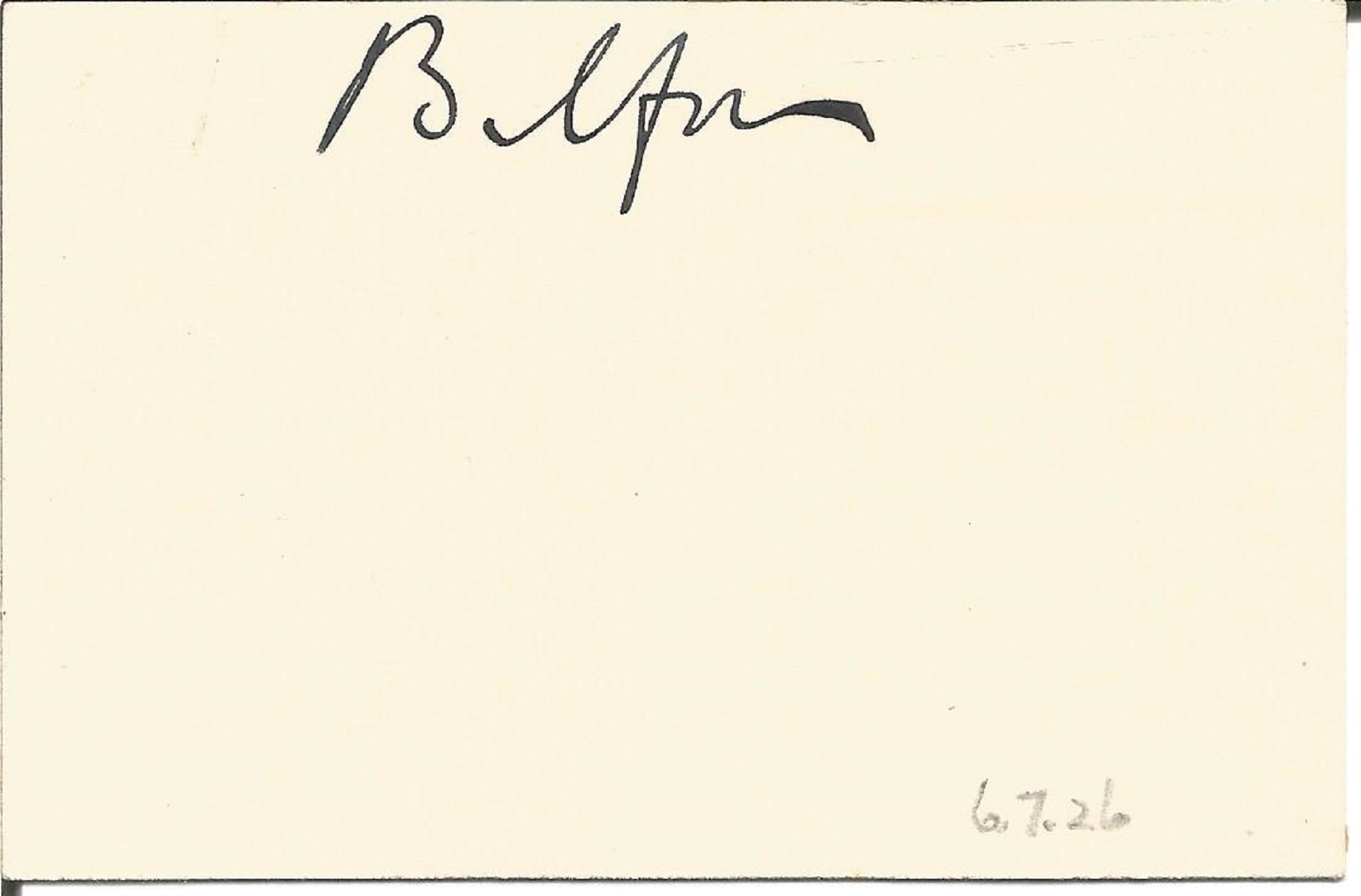 Lord Balfour signed white card. British Conservative statesman who served as Prime Minister of the