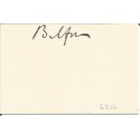 Lord Balfour signed white card. British Conservative statesman who served as Prime Minister of the