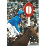 Frankie Dettori signed 12 x 8 inch colour horse racing photo. Good Condition. All autographed