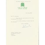 Jo Grimond MP TLS on House of Commons headed paper 21st July 1981 replying to an invitation to an