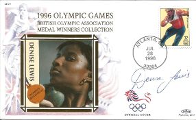 Denise Lewis signed 1996 Benham Olympic games silk FDC. Good Condition. All autographed items are