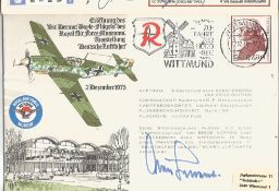 WW2 Luftwaffe ace Gen Adolf Galland KC signed ME109 RAF cover. Good Condition. All autographed items