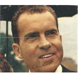 Richard Nixon former US President signed 5 x 5 inch colour magazine photo page, fold in middle and