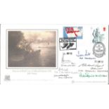 Falklands War multiple signed Internetstamps Bluff Cover. Signed by six VIPS inc Sam Salt, Michael