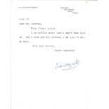 Patrick Moore TLS dated July 18th on headed paper replying to an invitation to a forum meeting.