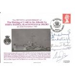 WW2 TV stars multiple signed Navy cover sinking U648. Signed by Cliff Michelmore, Raymond Baxter,