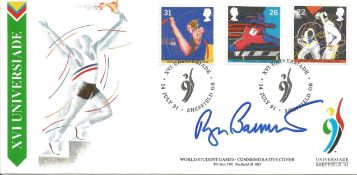 Roger Bannister signed 1991 Student Games FDC. Good Condition. All autographed items are genuine