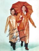 Singing in the Rain Debbie Reynolds signed 10 x 8 inch colour photo with Gene Kelly to Sam. Good