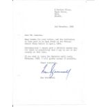 Fred Davis TLS dated 27th July 1981 replying to an invitation to forum meeting. Fred Davis, OBE (