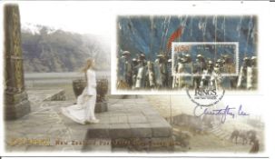 Christopher Lee signed New Zealand Lord of the Rings FDC. Good Condition. All autographed items