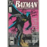 Batman DC comic signed by Bob Kane, Adam West, Mike Decarlo, Jim Aparo and Jim Starlin. Good