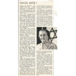 Golda Meir Israel Prime Minister signed 6 x 4 inch colour photo with original mailing envelope. Good