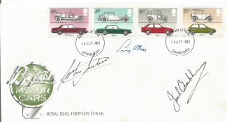 Formula one legends multiple signed 1982 British Motor Cars FDC, Signed by Jack Brabham, Stirling