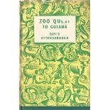 David Attenborough signed hardback book titled Zoo Quest to Guiana dust cover has a tear signature