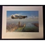 Battle of Britain Print 24x30 titled Guardian of the Realm signed by the artist John Young Dame Vera
