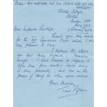 WW2 RAF Battle of Britain pilot Letter Dated 2 February 1976 Signed by Air Marshal Sir Tim Piper,
